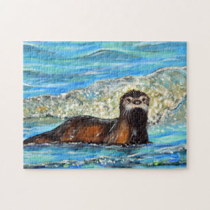 Otter in den Waves 2 Gemälde Puzzle