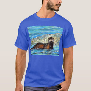 Otter in den Waves 2 Gemälde T-Shirt