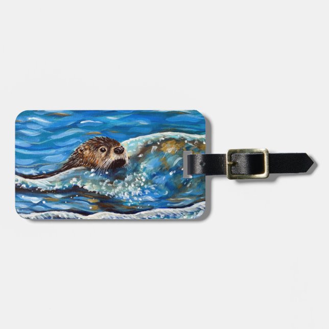 Otter in der Meeresmalerei Gepäckanhänger (Vorderseite horizontal)
