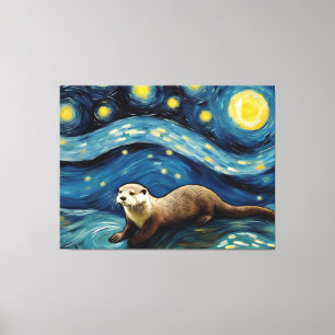 Otter in der Sternennacht Leinwanddruck