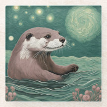 Otter in der Sternennacht und Rose
