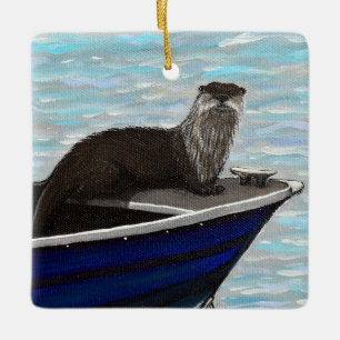 Otter in einem Bootsanstrich Keramikornament