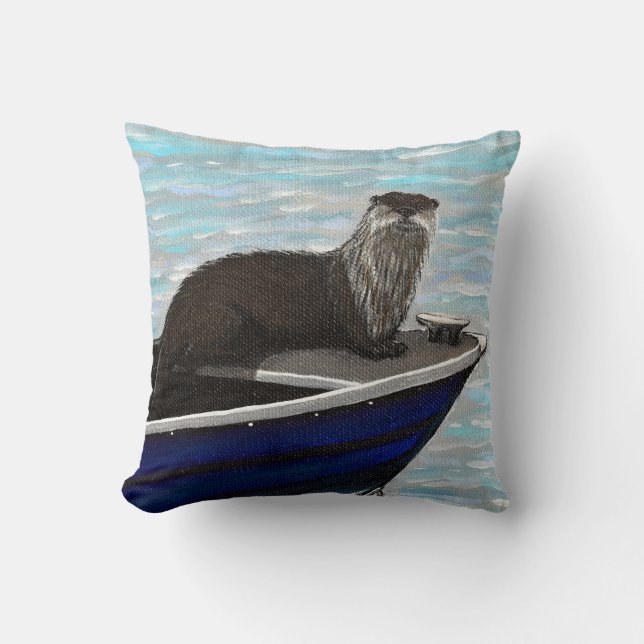 Otter in einem Bootsanstrich Kissen (Vorderseite)
