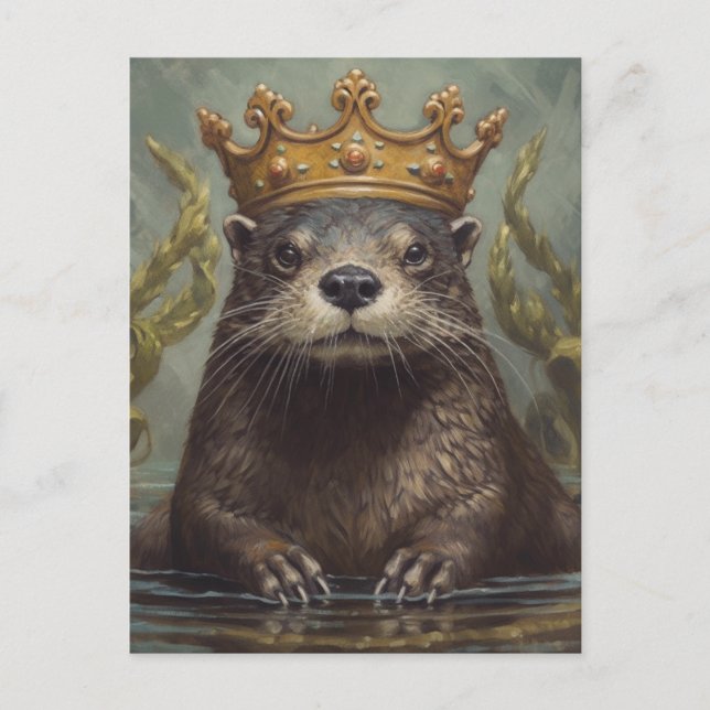 Otter in einer Krone Postkarte (Vorderseite)