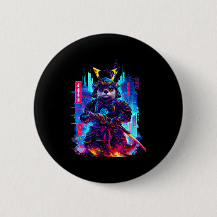 Otter Katana Cyberpunk Neon Samurai japanische Kun Button
