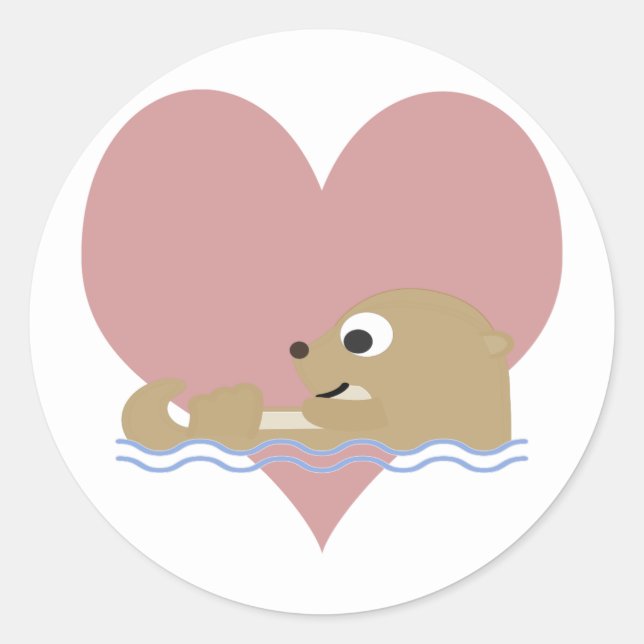 Otter-Liebe Runder Aufkleber (Vorderseite)