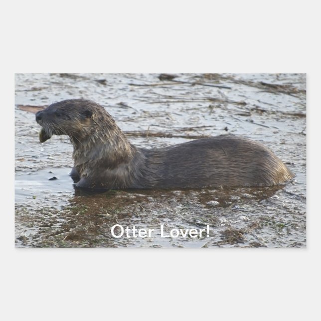 "Otter Lover"-Aufkleber für Wildtiere Rechteckiger Aufkleber (Vorderseite)