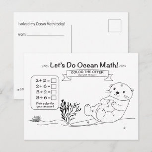 Otter-Mathematik-Farbpostkarte Postkarte