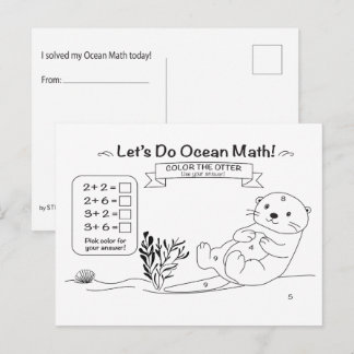Otter-Mathematik-Farbpostkarte Postkarte