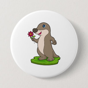 Otter mit Blume Button