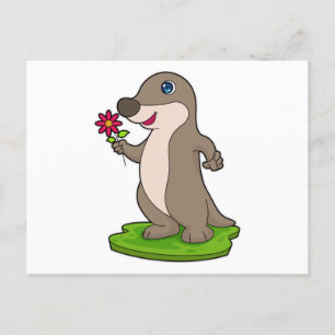 Otter mit Blume Postkarte