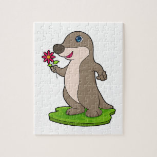 Otter mit Blume Puzzle