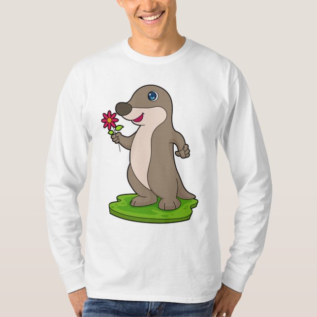 Otter mit Blume T-Shirt (Vorderseite)
