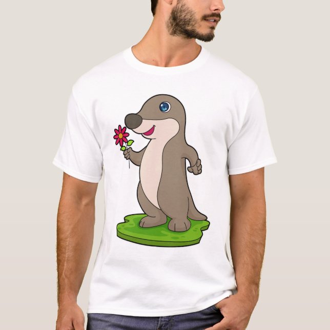 Otter mit Blume T-Shirt (Vorderseite)