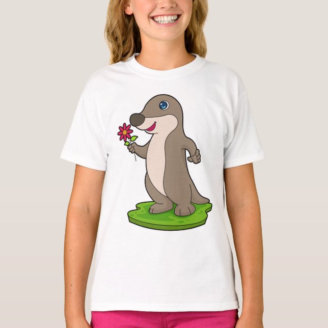 Otter mit Blume T-Shirt (Vorderseite)