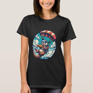 Otter mit Fallschirm und Fischabenteuer T-Shirt