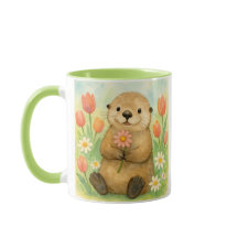 Otter mit Frühlingsblüten