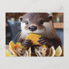 Otter mit Osyster Tacos Postkarte