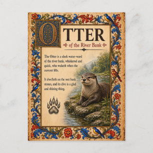 Otter, mittelalterliche Bestiarien-Kunst Postkarte