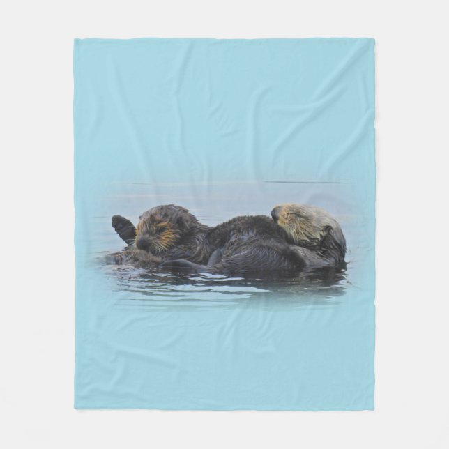 Otter Mutter-Meer und ihr Baby, Fleece-Decke Fleecedecke (Vorderseite)