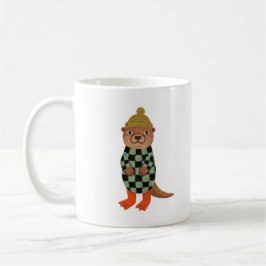 Otter-Mütze Schwarz-Weiß-Tasse Kaffeetasse