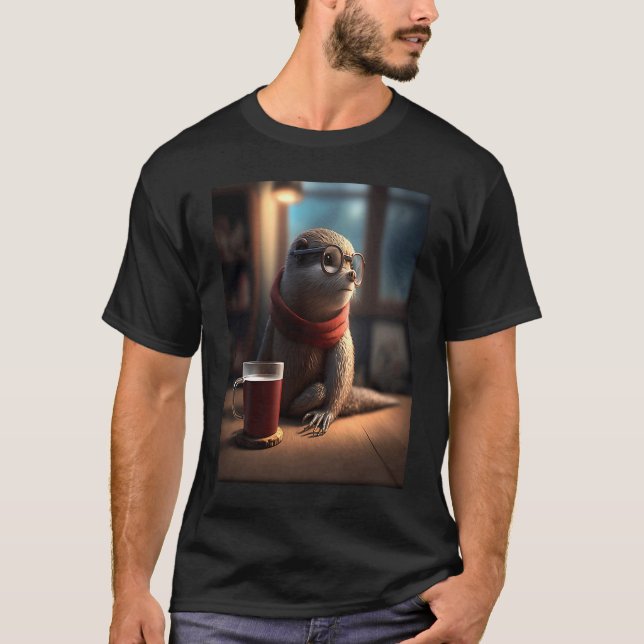 Otter Nerd Otter Drink Kaffee 1 T-Shirt (Vorderseite)