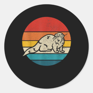 Otter - Niedliches Meer Otter Vintager Sonnenunter Runder Aufkleber