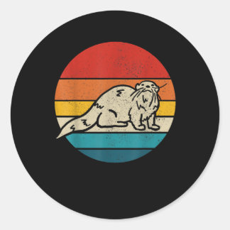 Otter - Niedliches Meer Otter Vintager Sonnenunter Runder Aufkleber