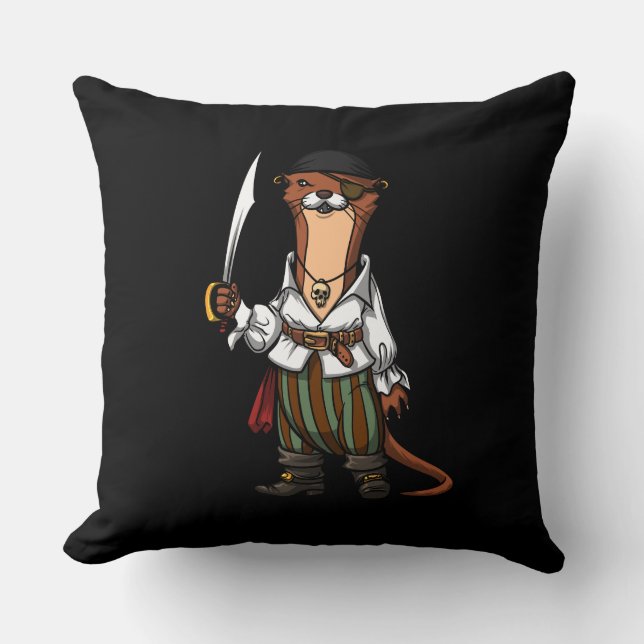 Otter Pirate Animal Sailor Captain Animal Animal Kissen (Vorderseite)