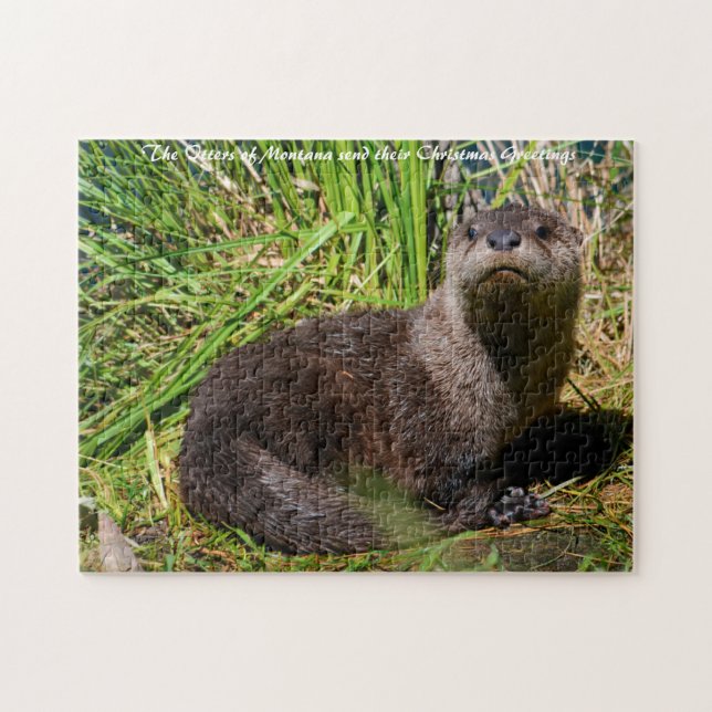 Otter Pup Yellowstone.Christmas Grüße Puzzle (Horizontal)