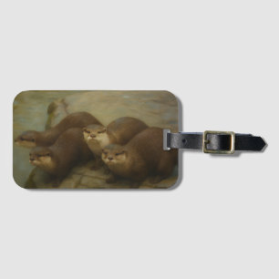 Otter Quartet - Spielerische Wildlife Art Print Gepäckanhänger