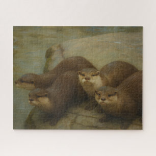 Otter Quartet - Spielerische Wildlife Art Print Puzzle