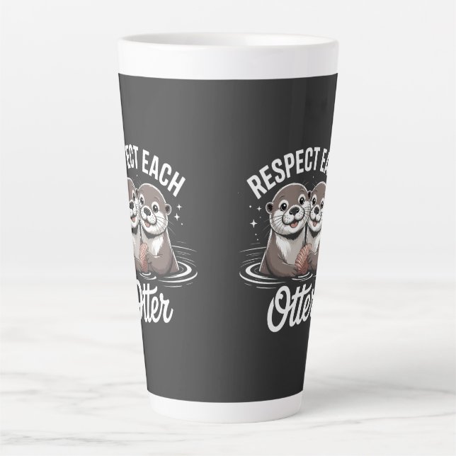 Otter Respect Each Other Funny Milchtasse (Vorderseite)