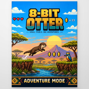 Otter, Retro-8-Bit-Pixel-Art Postkarte