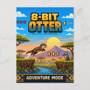 Otter, Retro-8-Bit-Pixel-Art Postkarte