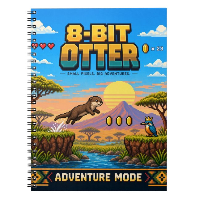 Otter, Retro-8-Bit-Pixelkunst Notizblock (Vorderseite)