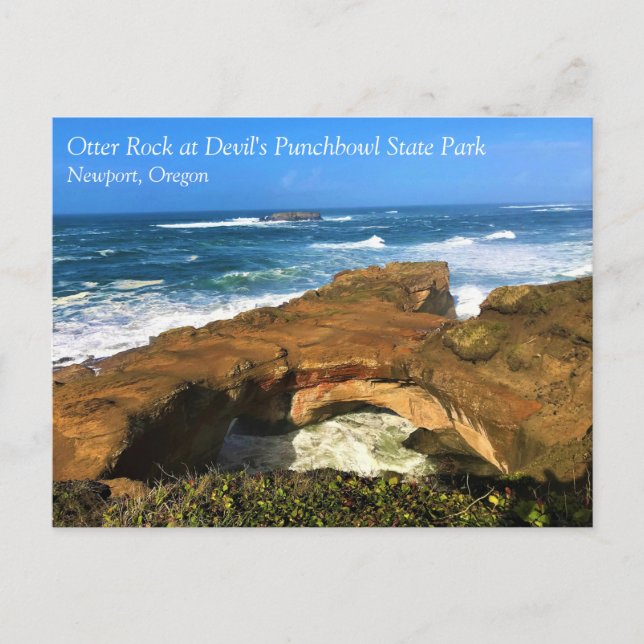 Otter Rock at Devil's Punchbowl Staat Park, Oregon Postkarte (Vorderseite)