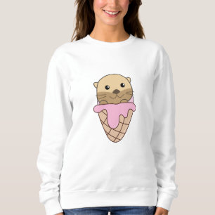 Otter rosa Eiscreme Waffeln Süßes Fisch von Tieren Sweatshirt