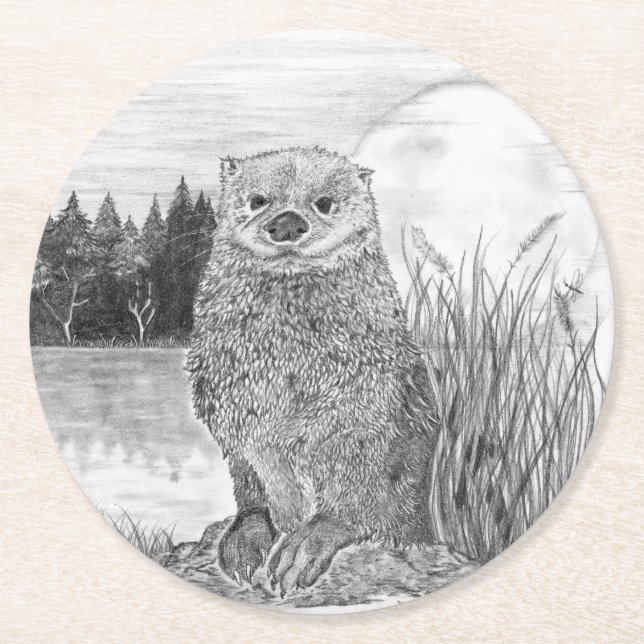 Otter Runder Pappuntersetzer (Vorderseite)