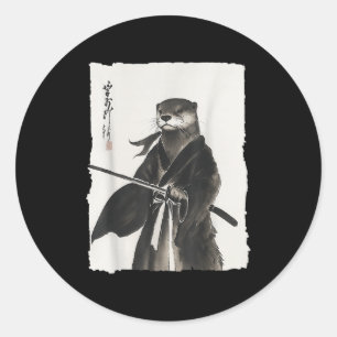 Otter Samurai Janpanese Vintag Warrior Art Anime Runder Aufkleber