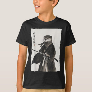 Otter Samurai Japanische Vintage Krieger Kunst Ani T-Shirt