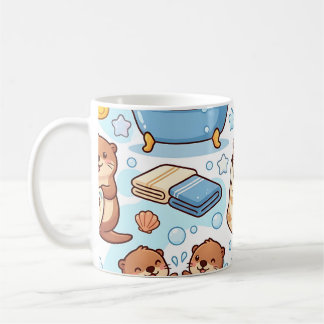Otter-Schaumbad-Tasse – Süßes gemütliches Muster Kaffeetasse