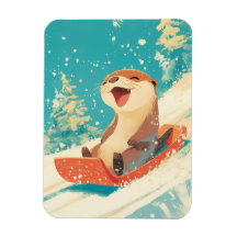Otter Schlittenfahren im Schnee
