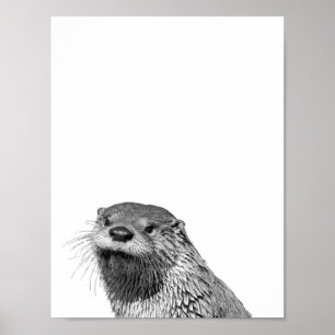 Otter Schwarz Weiß  Hütte Kinderzimmer Foto Poster