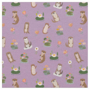 Otter & Seerosen auf Helllila Stoff