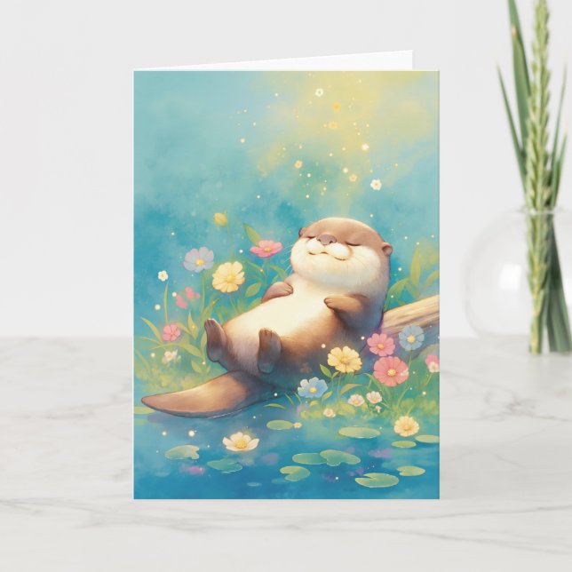 Otter Serene Pond Paradise Karte (Vorderseite)