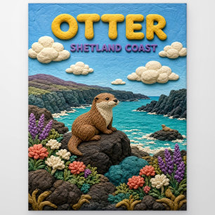 Otter Shetland-Küste Modern KlayKoo Postkarte