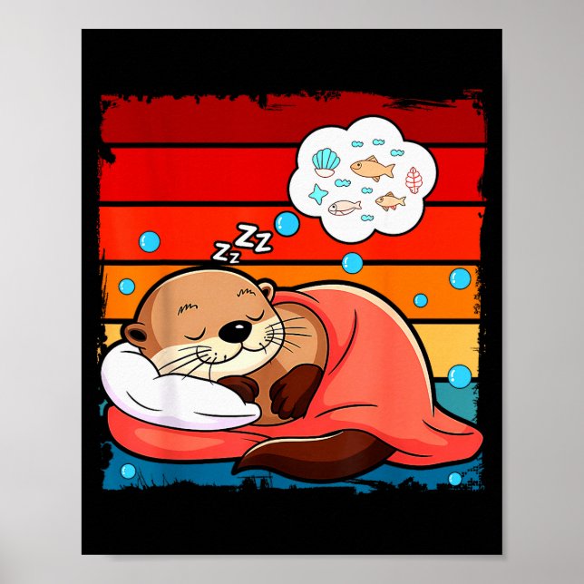 Otter Sleeng Animal Pajamas Nap Pjs Outfit Sea Ott Poster (Vorne)