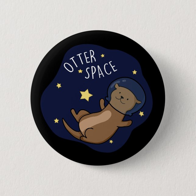 Otter Space Funny Astronaut Otter Puck Dark BG Button (Vorderseite)