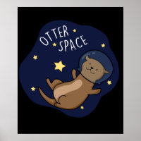 Otter Space Funny Astronaut Otter Puck Dark BG